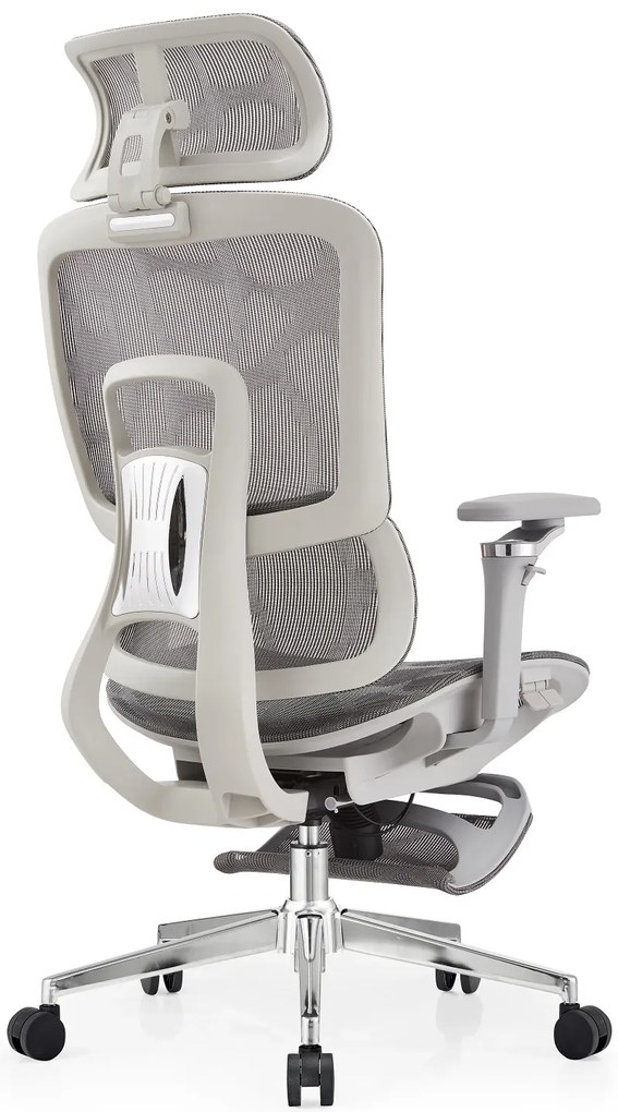 SYBERGO HUMAN PRO Scaun ergonomic, suport lombar, sezut translatie, cotiere 3D, suport picioare, Full Mesh, Gri