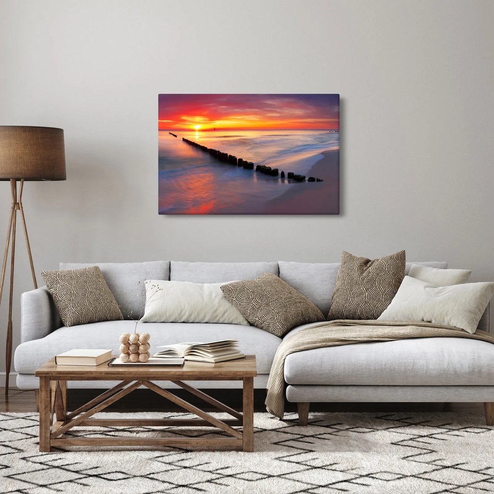 Tablou - Apus de soare, Marea Baltică, Polonia (90x60 cm)