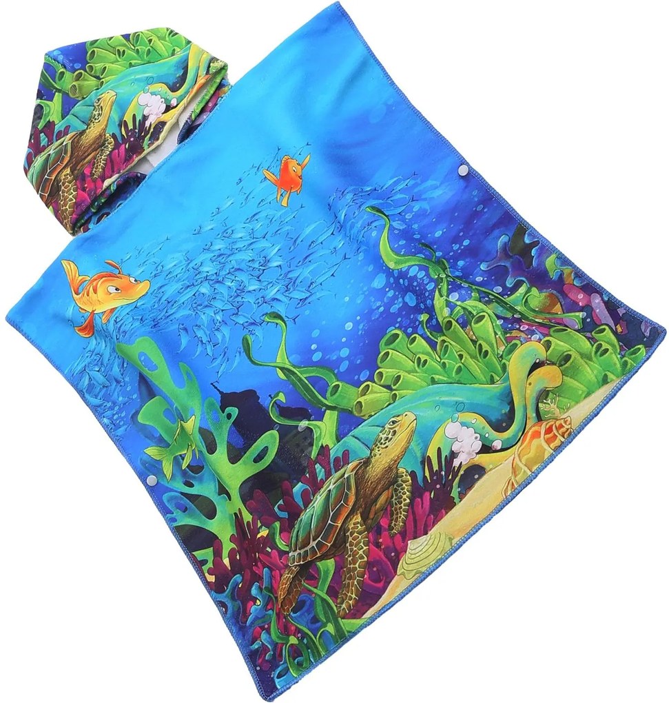Poncho pentru copii LAGOON TREASURE colorat Dimensiune: 60 x 120 cm
