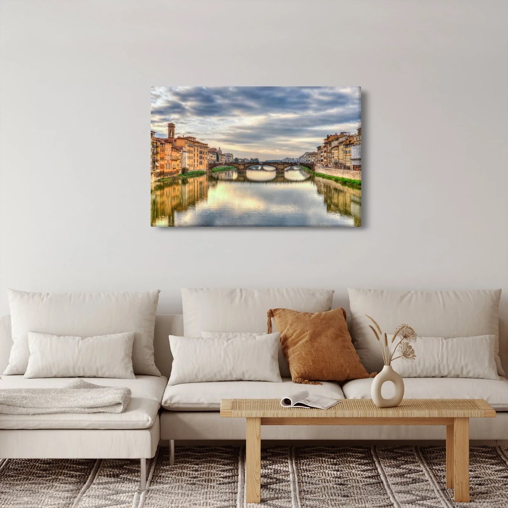 Tablou orașului cu râu (90x60 cm)