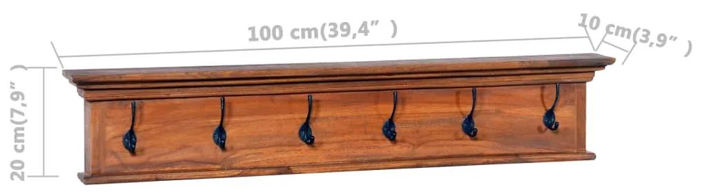 Cuier haine de perete, 100x10x20 cm, lemn masiv de tec 1, 100 x 10 x 20 cm