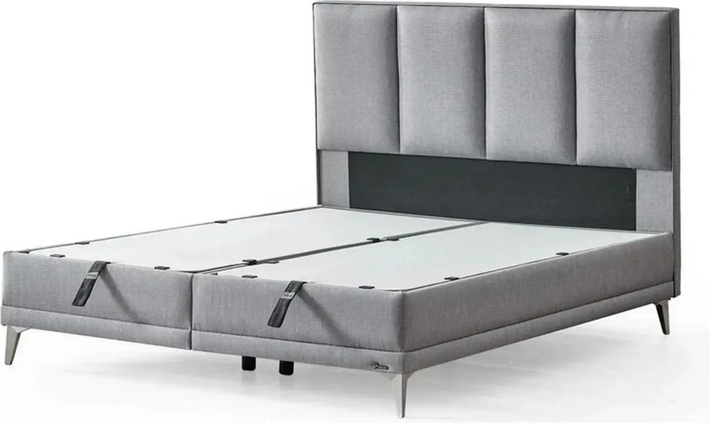 Pat COOL TOUCH 160x200, stofa gri - Noway E1055, cu somiera si spatiu