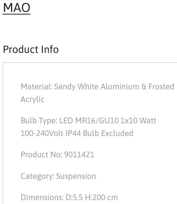 Pendul stil minimalist protectie IP44, MAO, NVL-9011421