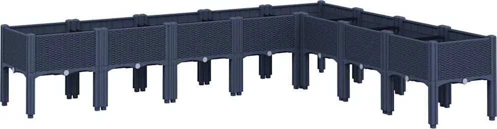 vidaXL Jardinieră de grădină cu picioare, albastru gri, 200x160x42 cm, PP