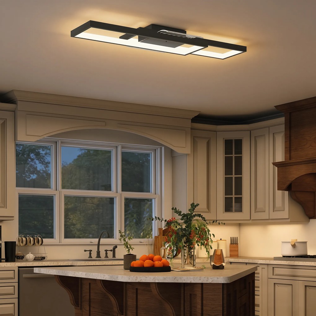 HOMCOM Plafonieră LED Reglabilă cu Telecomandă și Întrerupător, Temperatura Culoare 3000-6000K, Lampă de Design pentru Living și Sufragerie, 70x30 cm, Negru | Aosom Romania