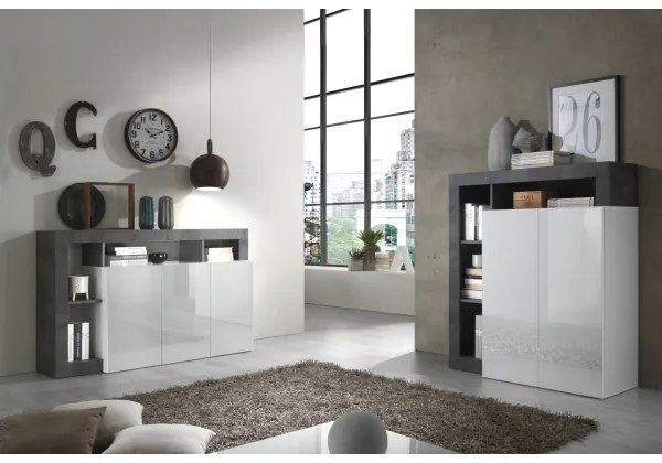 Comodă LENOR alb/antracit