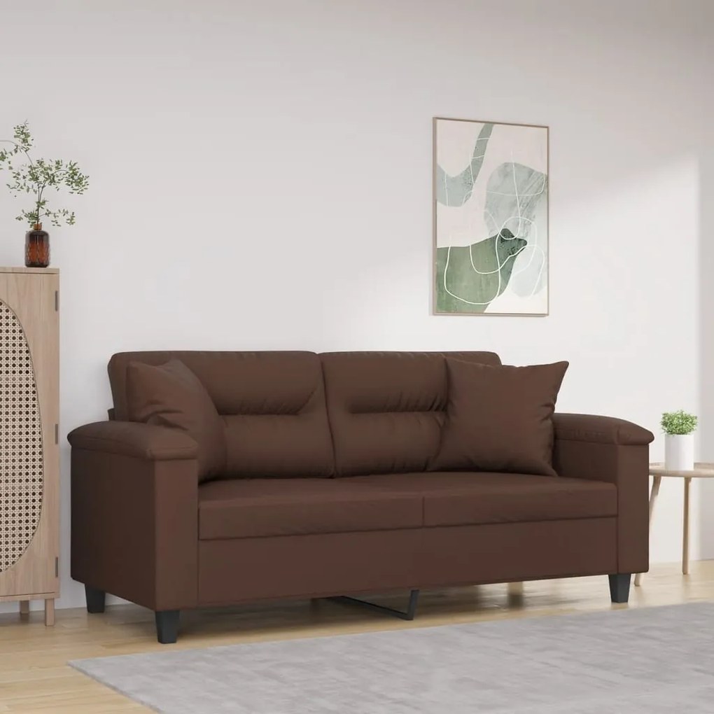 3153301 vidaXL Canapea cu 2 locuri, perne&pernuțe maro 140 cm piele ecologică