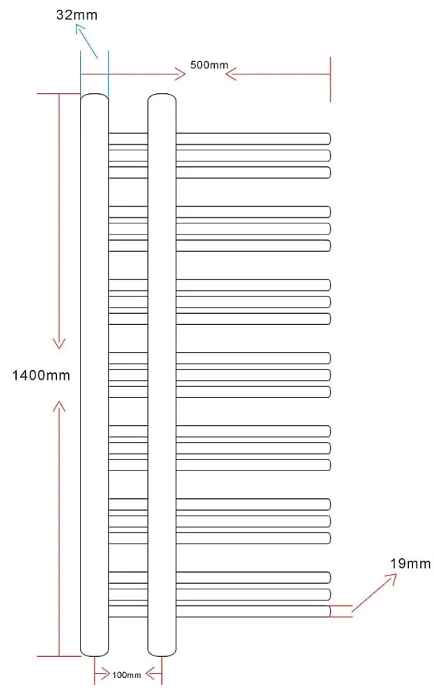 Radiator port-prosop incalzire centrala baie, drept, 500 x 1400 mm 1, 500 x 1400 mm