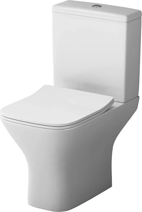 Set vas WC pe pardoseala AM.PM Gem FlashClean cu capac softclose alb lucios si rezervor aparent