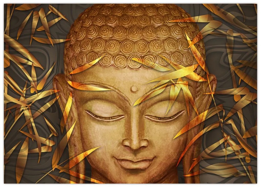 Tablou pe sticlă - Buddha de aur (70x50 cm)