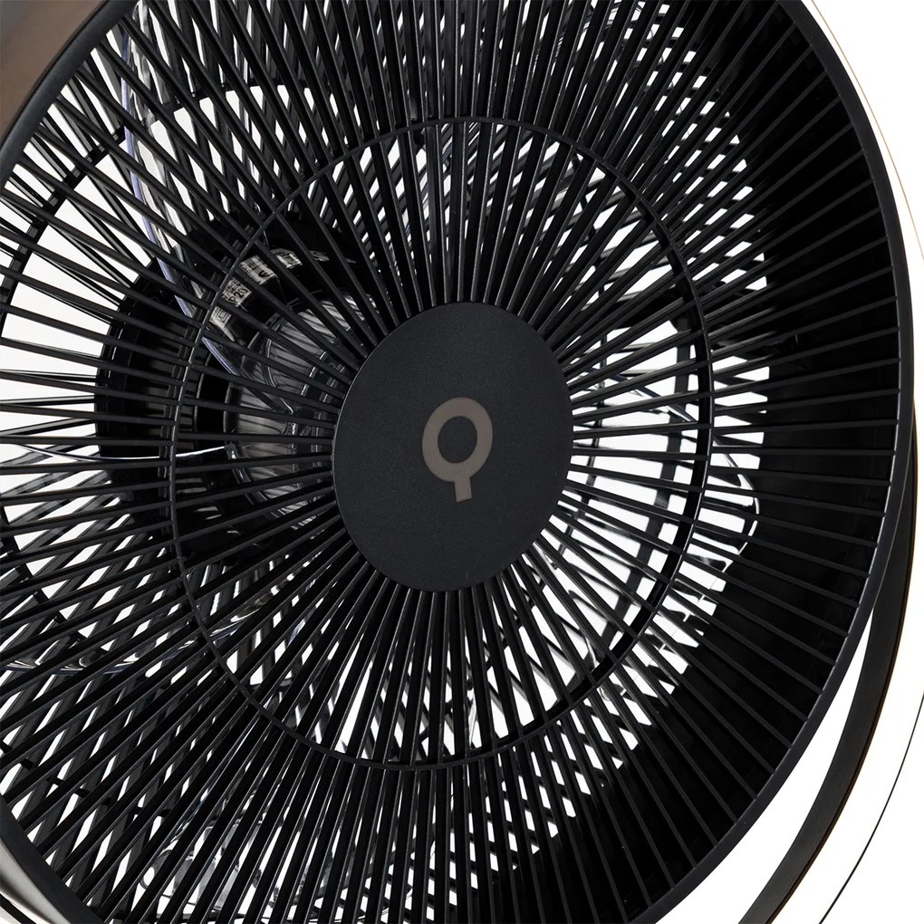 Ventilator de podea cu trepied negru, inclusiv LED reglabil cu 3 trepte de luminozitate - Marleen