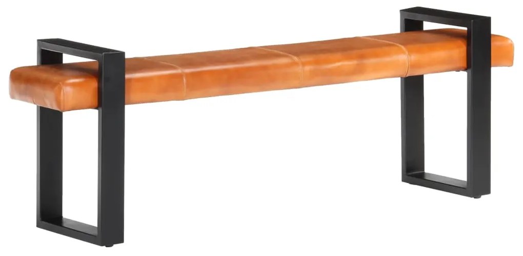 288081 vidaXL Bancă, negru și maro, 160 cm, piele naturală de capră