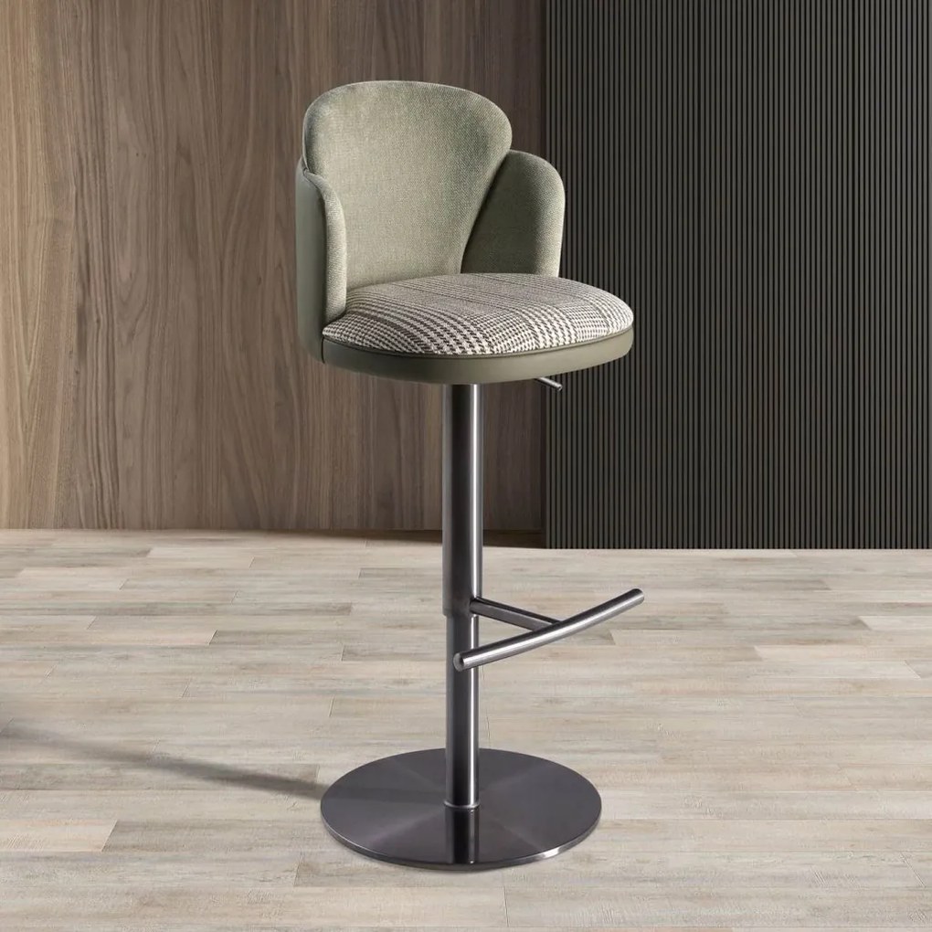 Scaun de bar pivotant cu inaltime reglabila Stool verde inchis