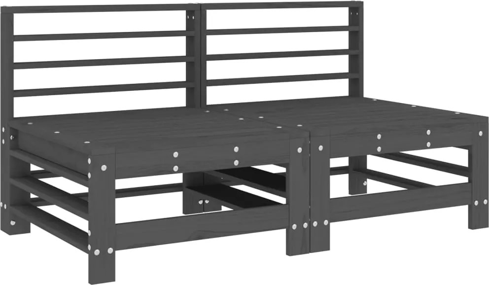 vidaXL Canapele de mijloc pentru grădină, 2 buc., gri, lemn masiv pin