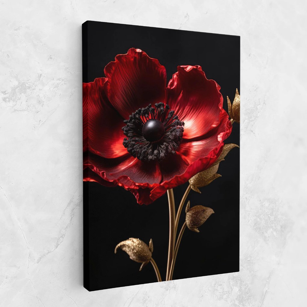 Tablou Canvas, 40x60cm, Dormitor si Living, Flori, Maci, Dark Red Poppy