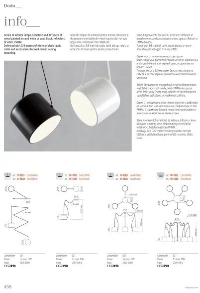 Lustră pe cablu Redo 01-1822 DODO 1xE27/15W/230V negru