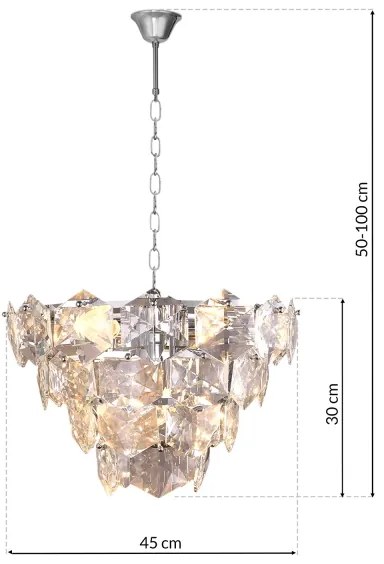 Lustră pe lanț DIANA 6xE14/40W/230V crom mat