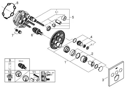 GROHE 29149000 - Placă de acoperire pentru baterie încastrată SMARTCONTROL 158 × 158 mm crom