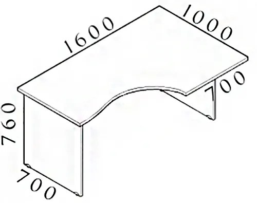 Masa ergonomica Visio 160 x 100 cm, dreapta, fag