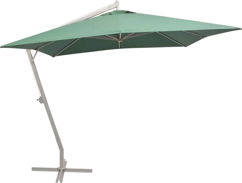vidaXL Umbrelă suspendată, stâlp de aluminiu, 300x300 cm, verde