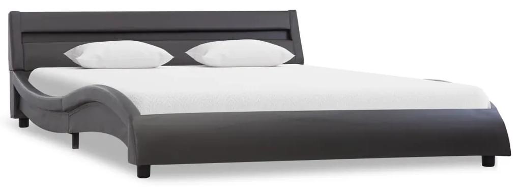 Cadru de pat cu LED, gri, 160 x 200 cm, piele ecologica Gri, 160 x 200 cm