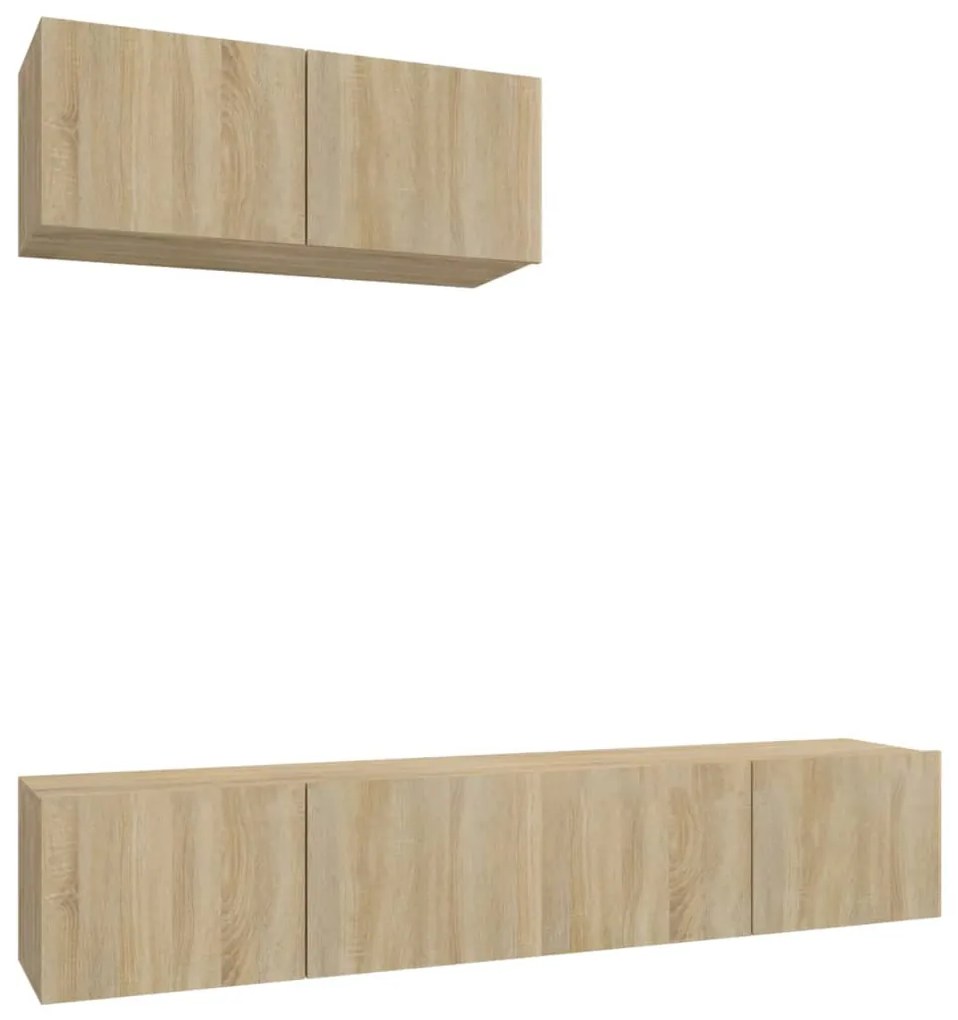 3114472 vidaXL Set dulap TV, 3 piese, stejar sonoma, lemn prelucrat
