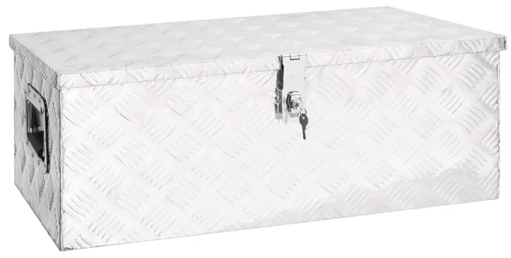 vidaXL Cutie de depozitare, argintiu, 80x39x30 cm, aluminiu