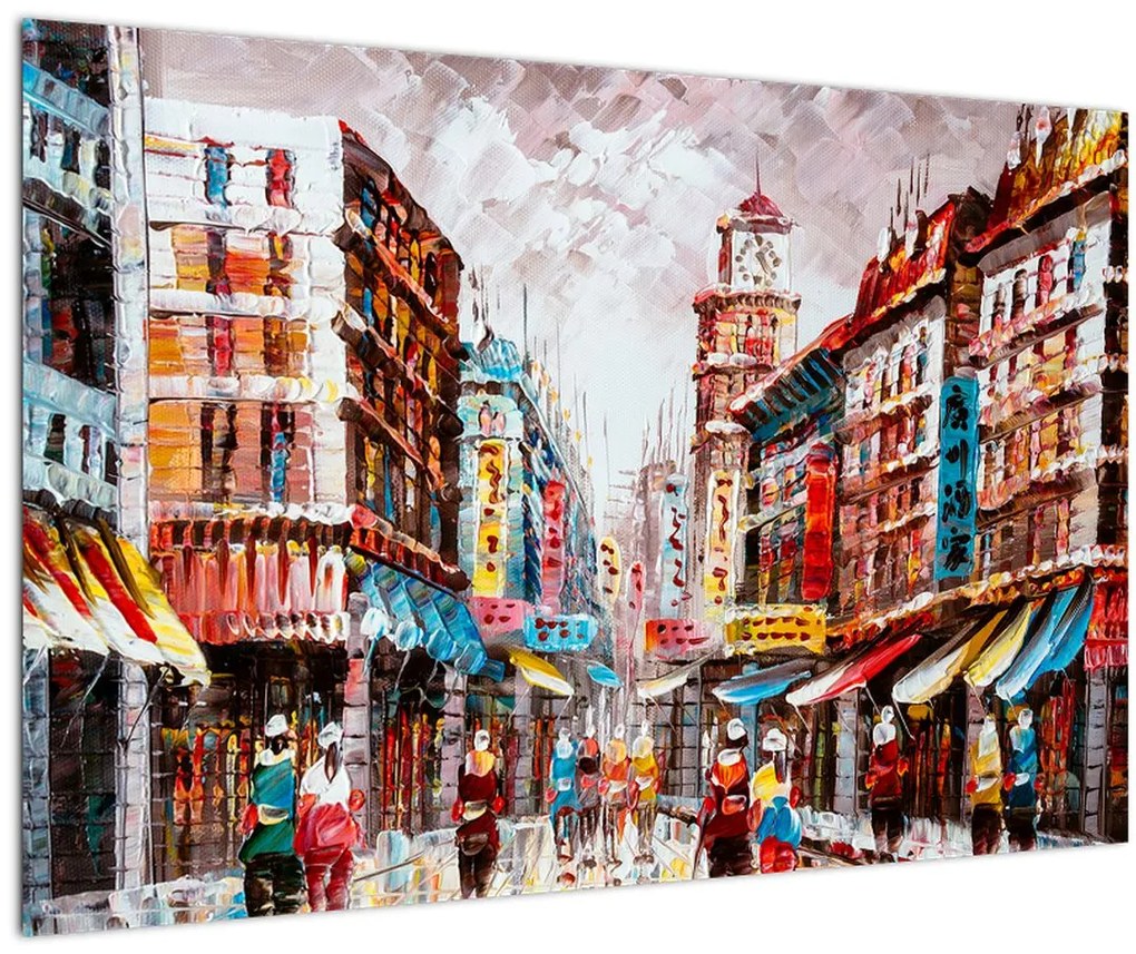 Tablou - Hong Kong, pictură în ulei (90x60 cm)