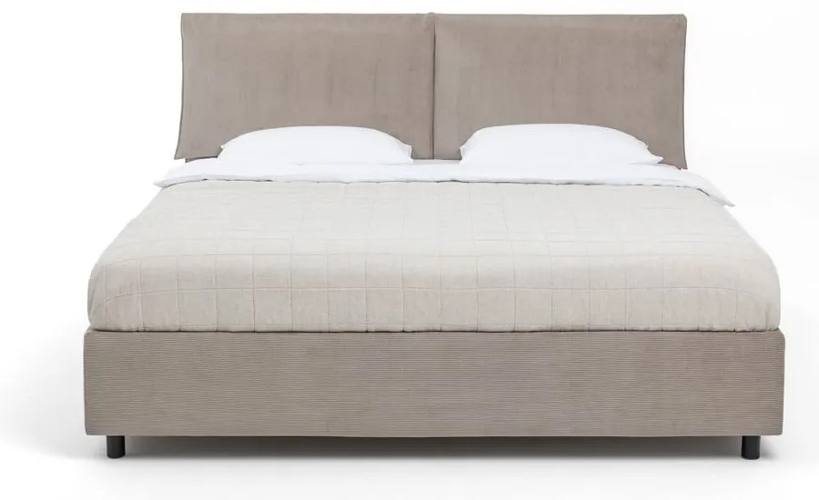 Pat matrimonial taupe tapițat cu spațiu de depozitare cu somieră 180x200 cm Myra Pillow – Bonami Selection