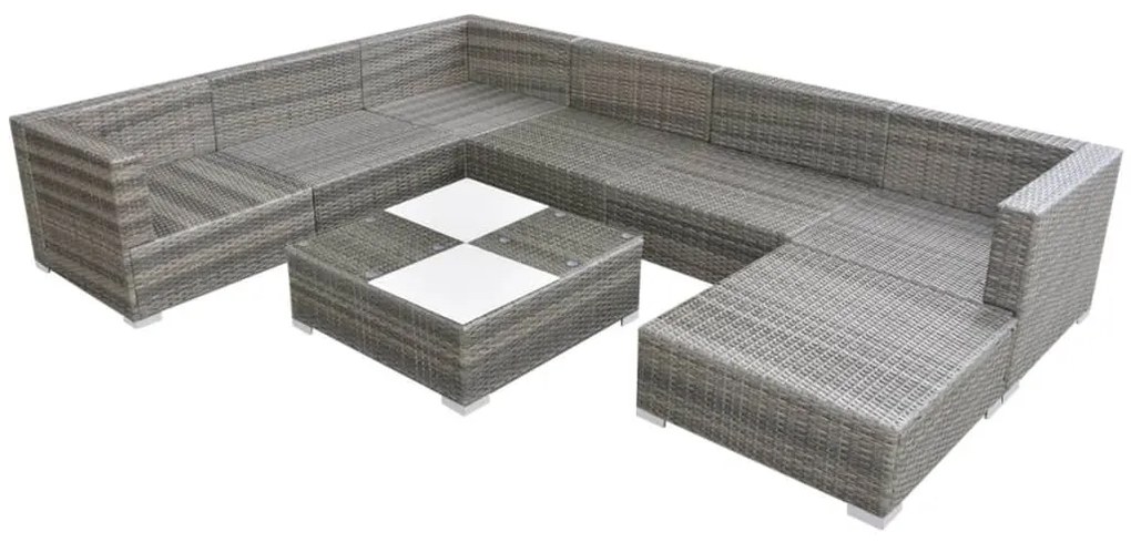 42738 vidaXL Set mobilier de grădină cu perne, 8 piese, gri, poliratan