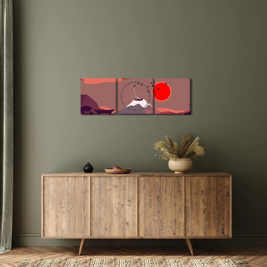 Tablou - Munții Fuji (cu ceas) (90x30 cm)