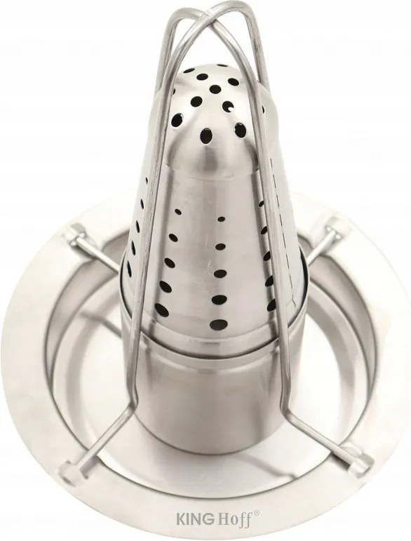 Suport pentru fripturа pui Kinghoff KH 1880, Tava pentru grasime si condimente, 23x18 cm, Inox