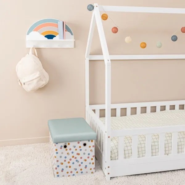 Raft de perete pentru copii cu agățătoare curcubeu/colorat