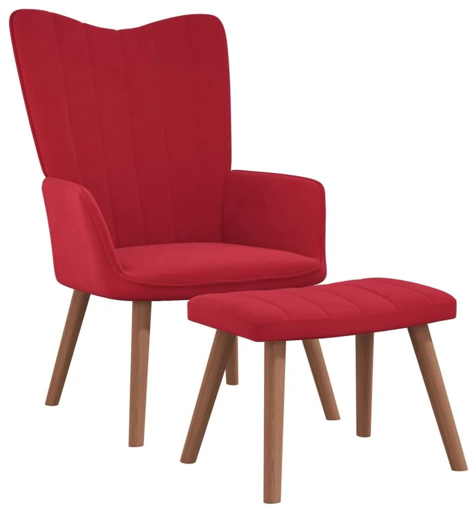 327671 vidaXL Scaun de relaxare cu taburet, roșu vin, catifea