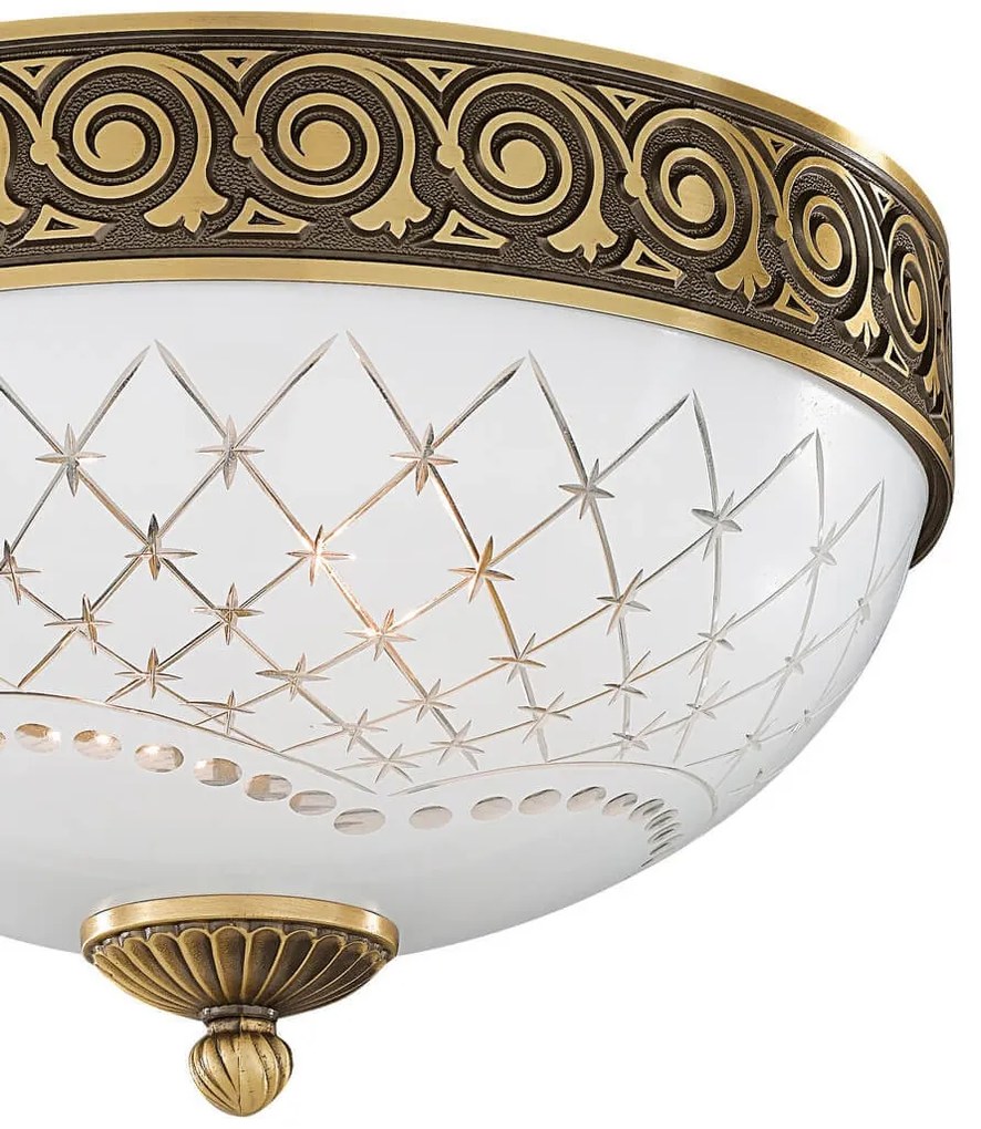 Plafoniera clasic design italian din alama, sticla 7002 RA-PL. 7002/2