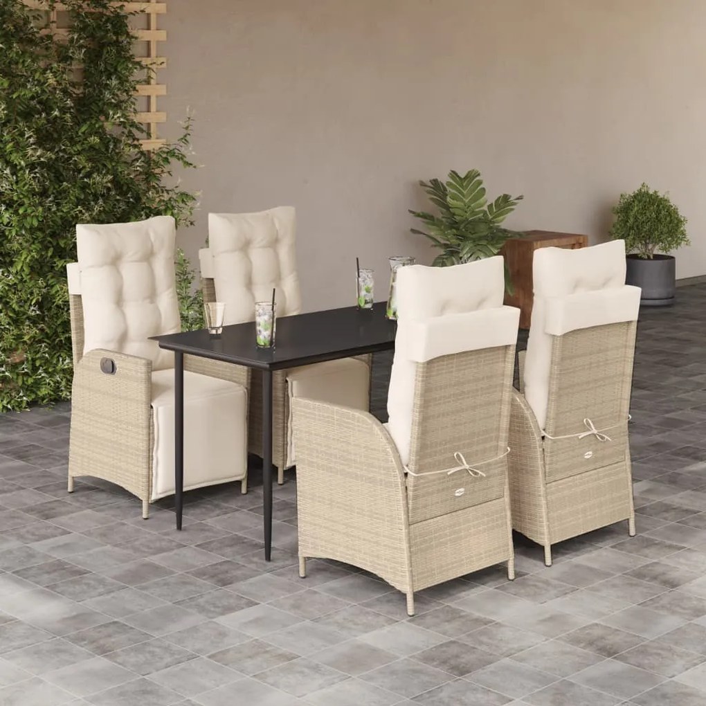 vidaXL Set mobilier de grădină cu perne, 5 piese, bej, poliratan
