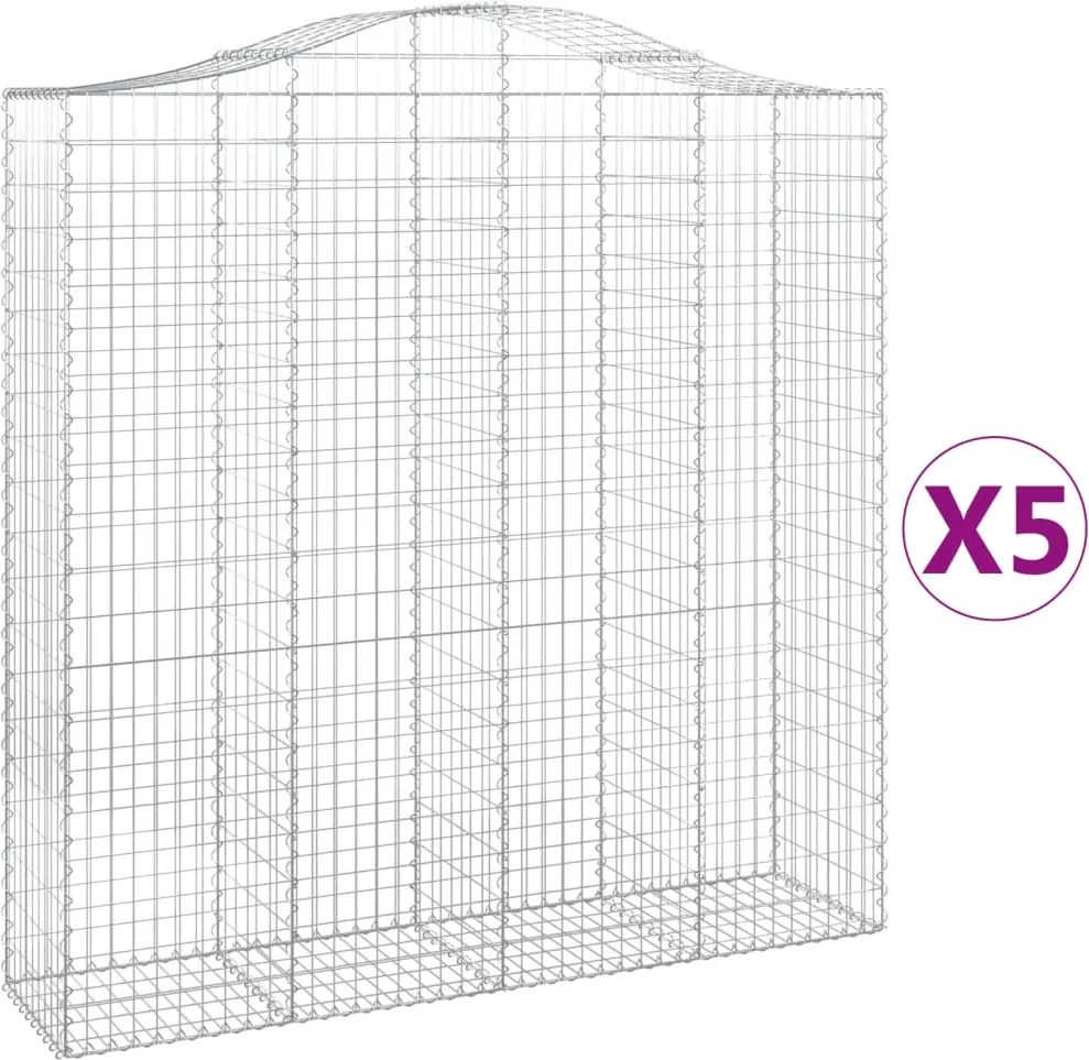 vidaXL Coșuri gabion arcuite, 5 buc 200x50x200/220 cm, fier galvanizat