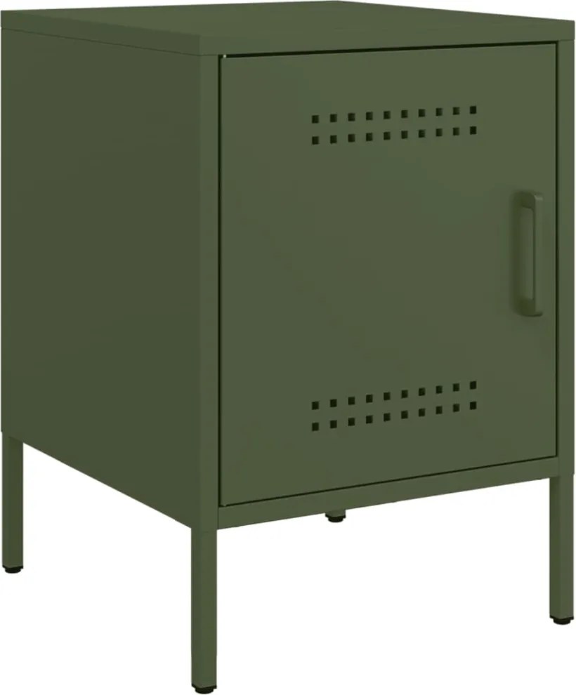 vidaXL Noptieră, verde măsliniu, 36x39x50,5 cm, oțel
