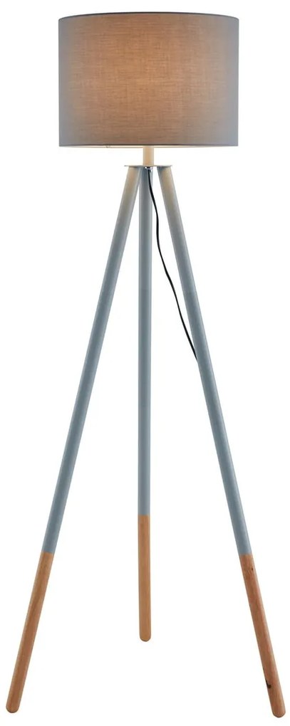 Lampadar din lemn/tesatura gri 154 cm, 1 bec