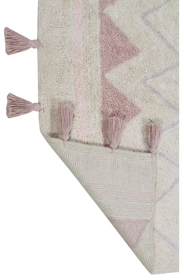 Covor pentru copii roz/crem lavabil/țesut manual din bumbac 120x160 cm Azteca Vintage Nude – Lorena Canals