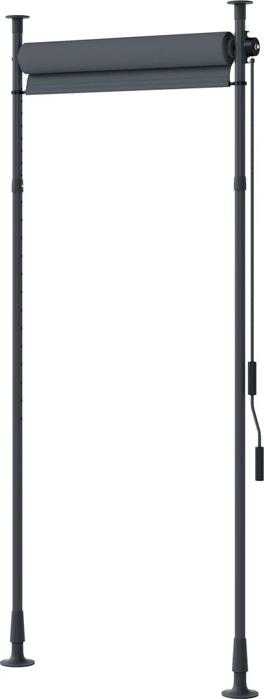 Outsunny Stor manual retractabil pe picior lungime reglabilă manivelă instalare fără găurire metal aluminiu poliester gri închis | Aosom Romania