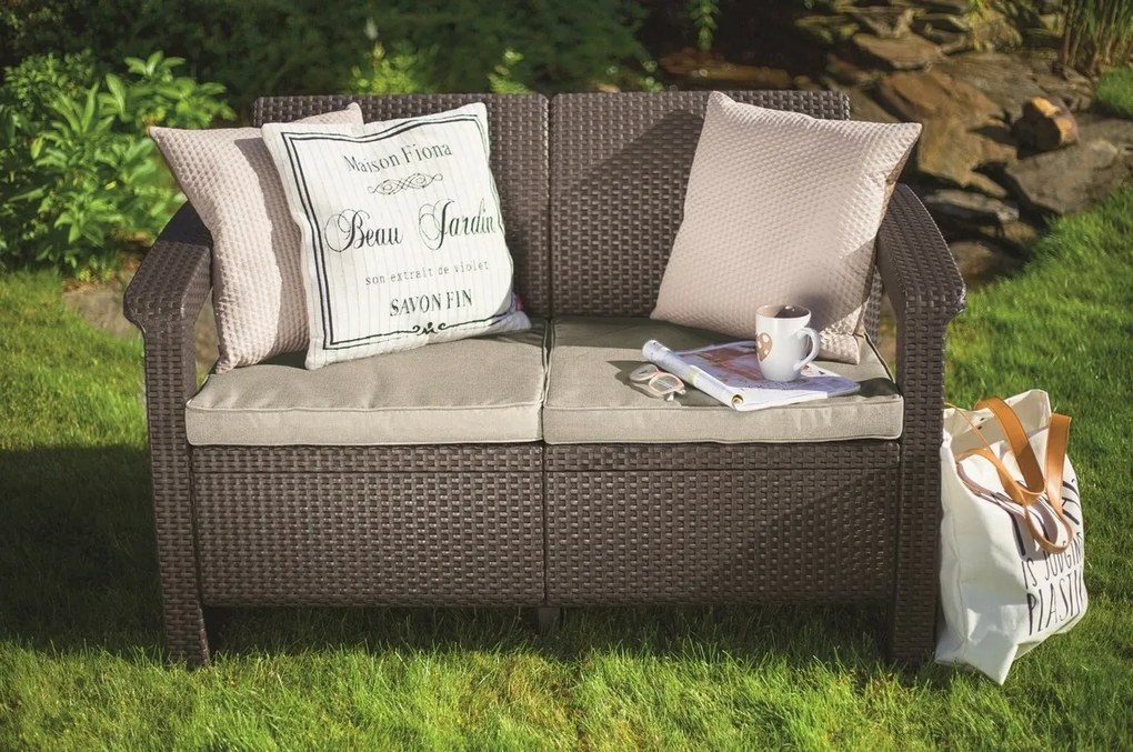 Canapea de grădină Keter Corfu 128 x 70 x 79 cm,cappuccino