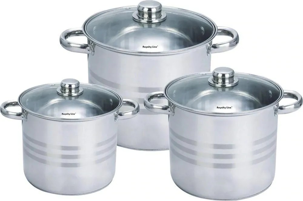 Set 3 oale inox cu capac,5.3 litri,6.8 litri, 8.8 litri -Royalty Line RL-SP1