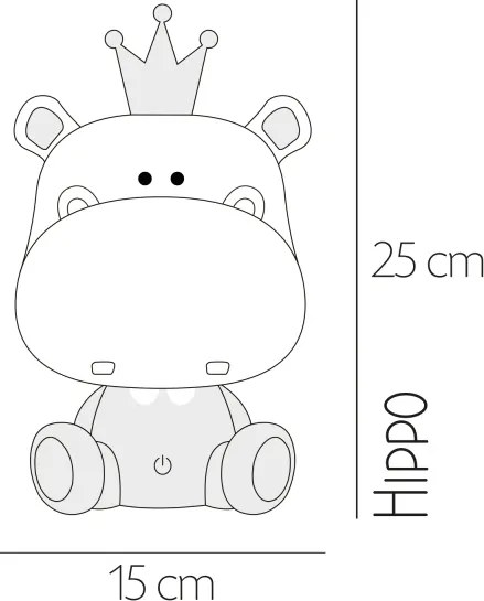 ONLI - Lampă de veghe LED reglabilă PUPPIES LED/3W/230V 25 cm hipopotam/gri