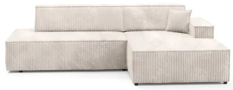 Colțar extensibil TERAMO, în formă de L, cu spațiu de depozitare, pe partea dreaptă, bej