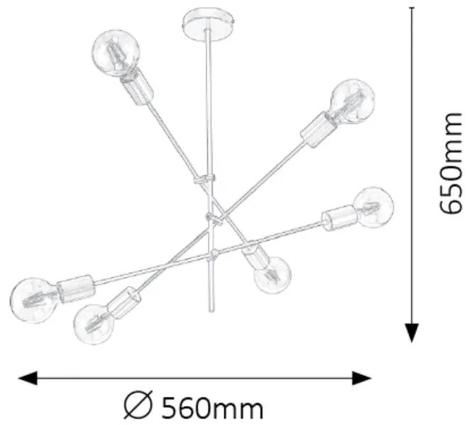 Lustra moderna cu 6 surse de lumina Lanny 2104 RX