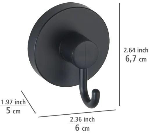 WENKO 24730100 - Cârlig VACUUM-LOC rotund, negru, 6 x 6,7 cm