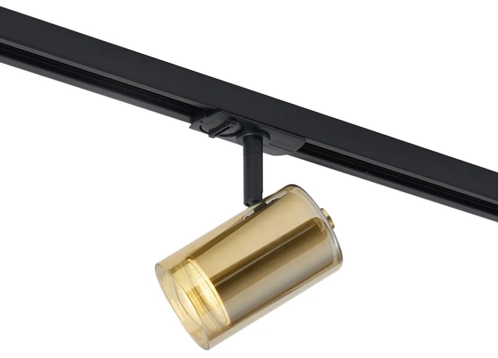 Spot modern auriu cu sticlă ambră pentru sistem de iluminat pe șină monofazat - Iconic Lloyd