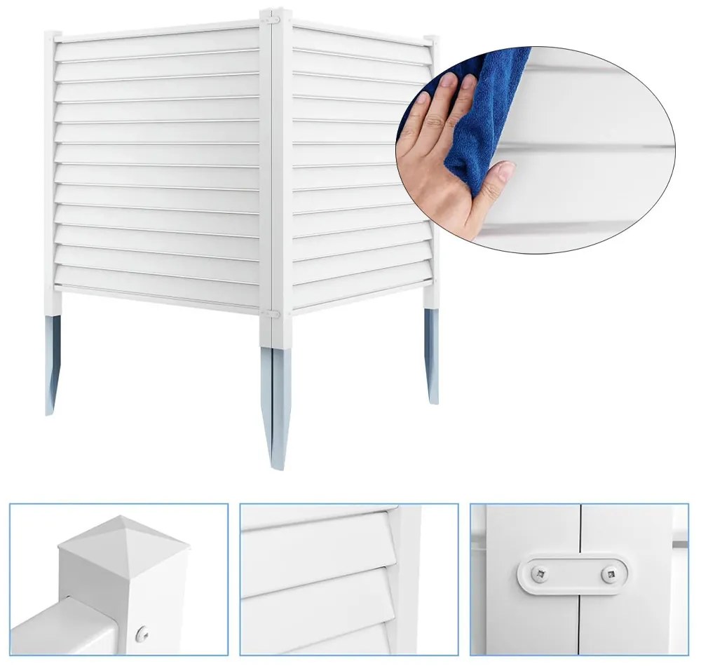 Panou de gard cu țăruș, 122x122 cm, set 2 bucăți, alb