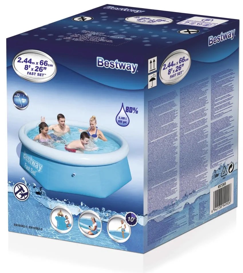 Bestway Piscina gonflabila Fast Set, 244 x 66 cm, rotunda, 57265